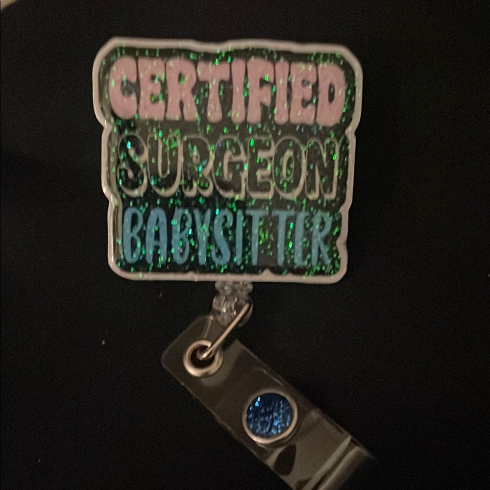 Glittery Badge Reel with Fun Text